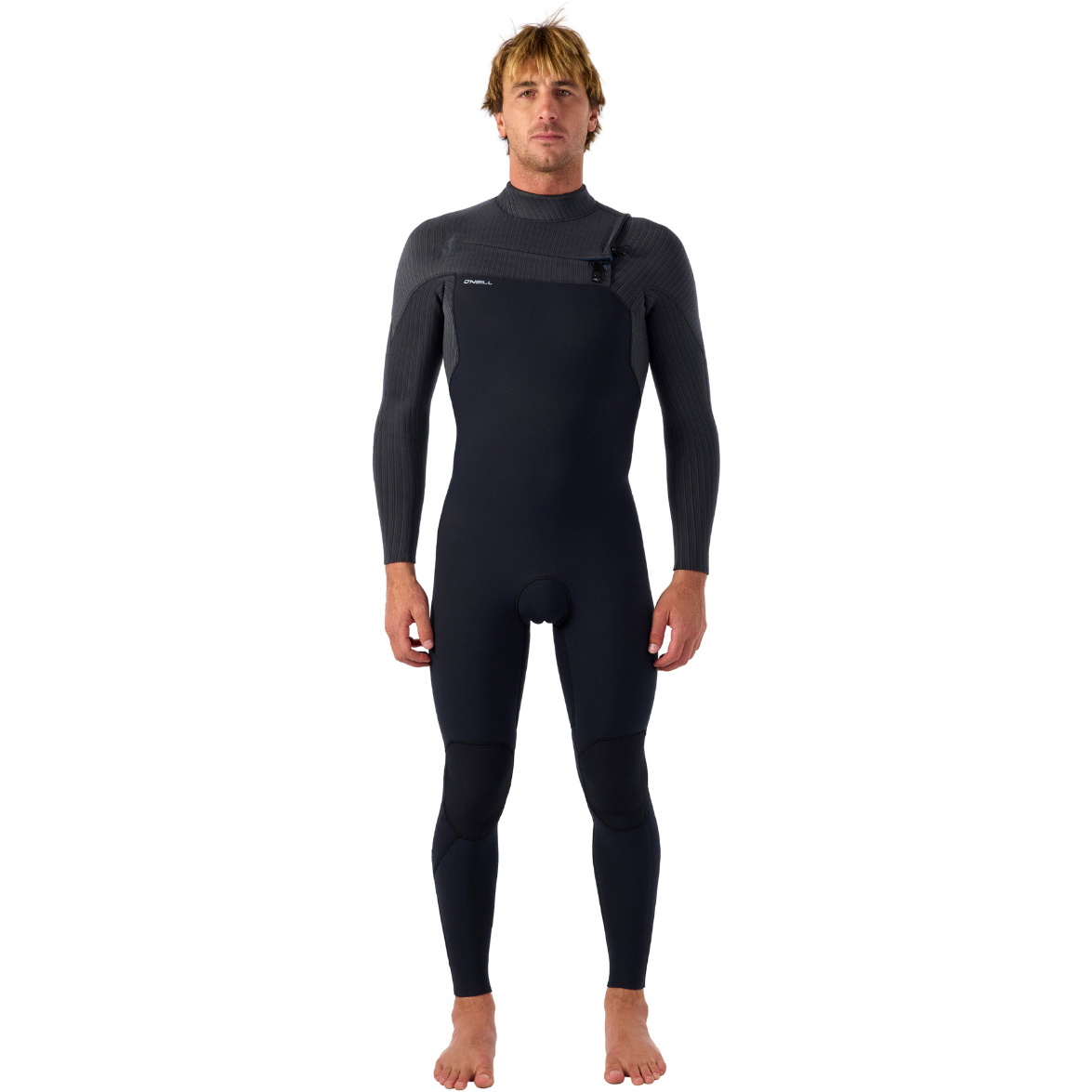 2025 O'Neill Männer Hyperfreak 5/4+mm Brustreißverschluss Neoprenanzug 5345 - Black / Tempered Steel